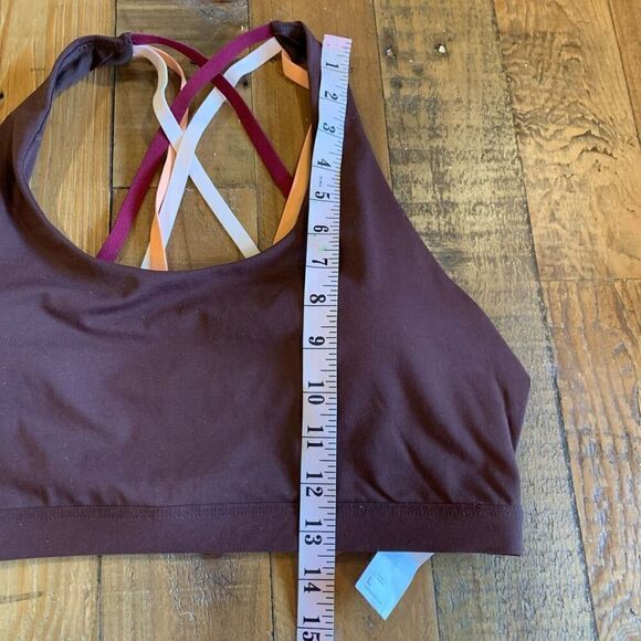 Fabletics Boost Medium Impact Sports Bra Brown Maroon Pink Melon Size Lg NWOT - Picture 12 of 13